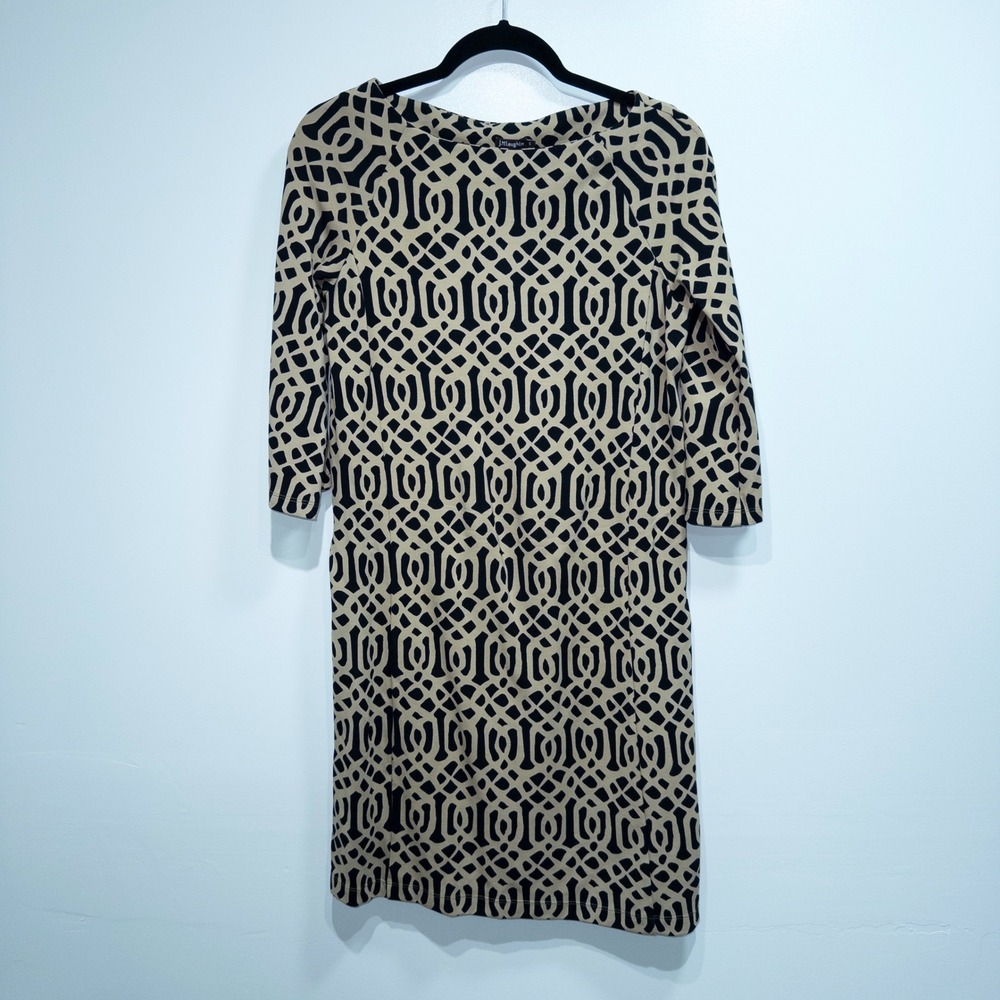 J. McLaughlin Brown & Black Campbell Mega Elsie Shift Dress Size Small